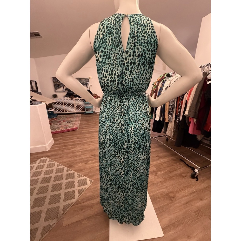 Jennifer Lopez Sleeveless Maxi Dress Sz 6/8 High Keyhole Neck Tie Belt Long Boho - Picture 5 of 11